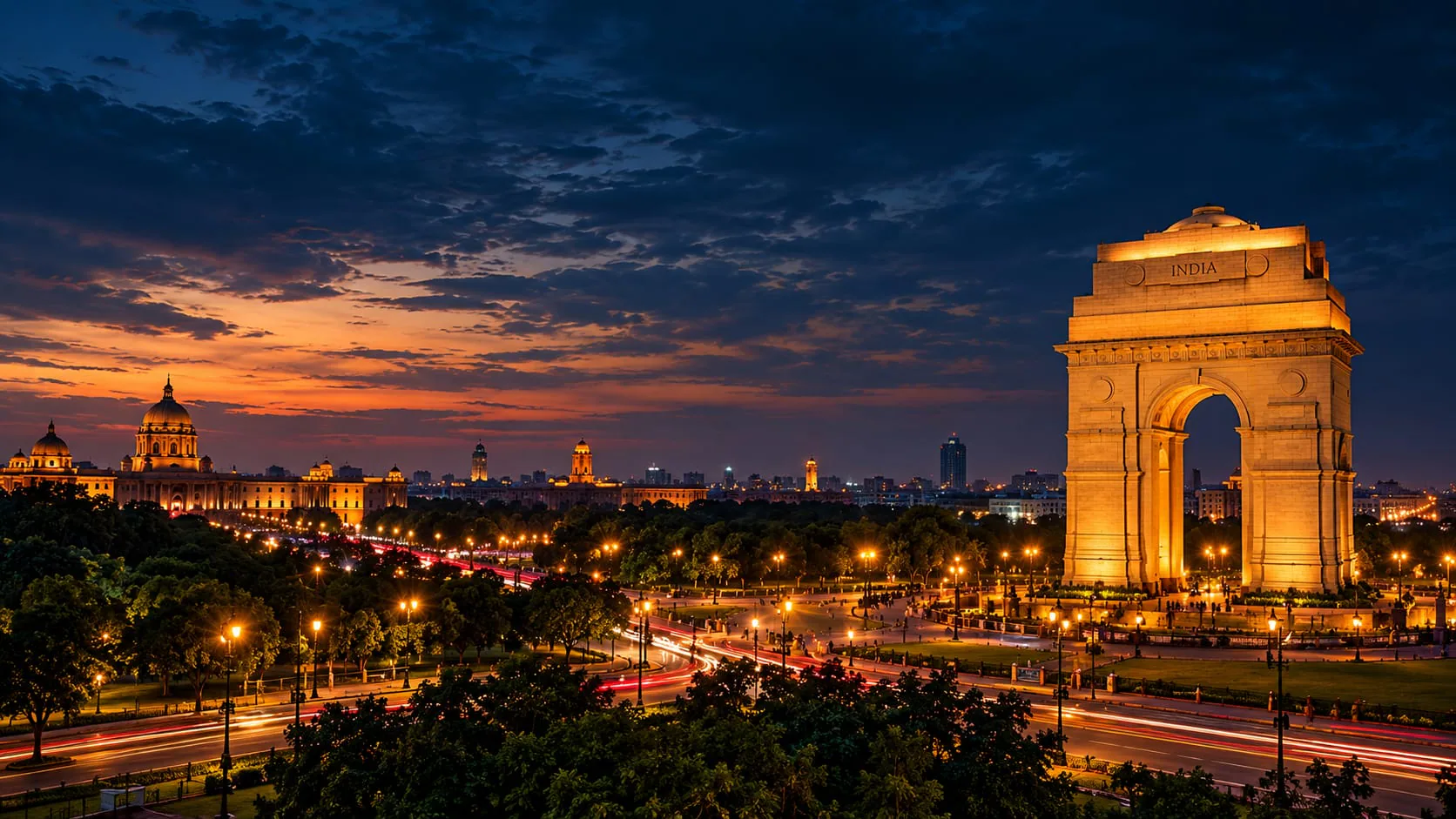 India Gate in New Delhi lit up at dusk — local SEO for Delhi NCR businesses